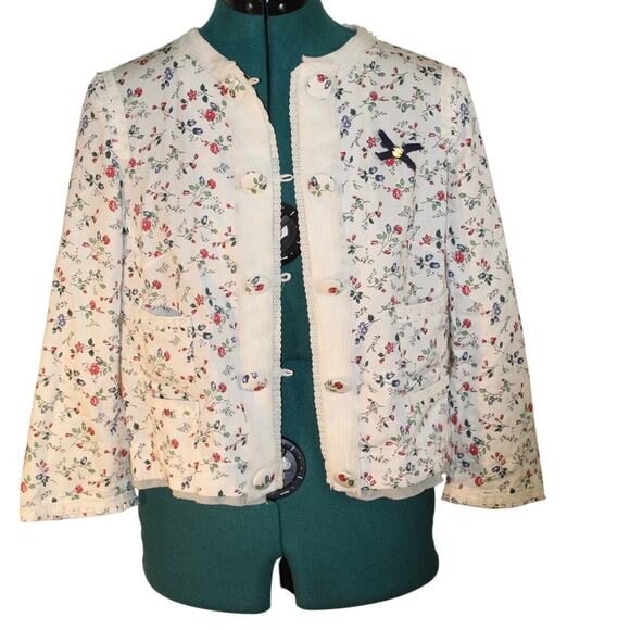 Purificación García Floral Jacket Women’s Size 38 (US S) Cream Multicolor - Picture 1 of 4